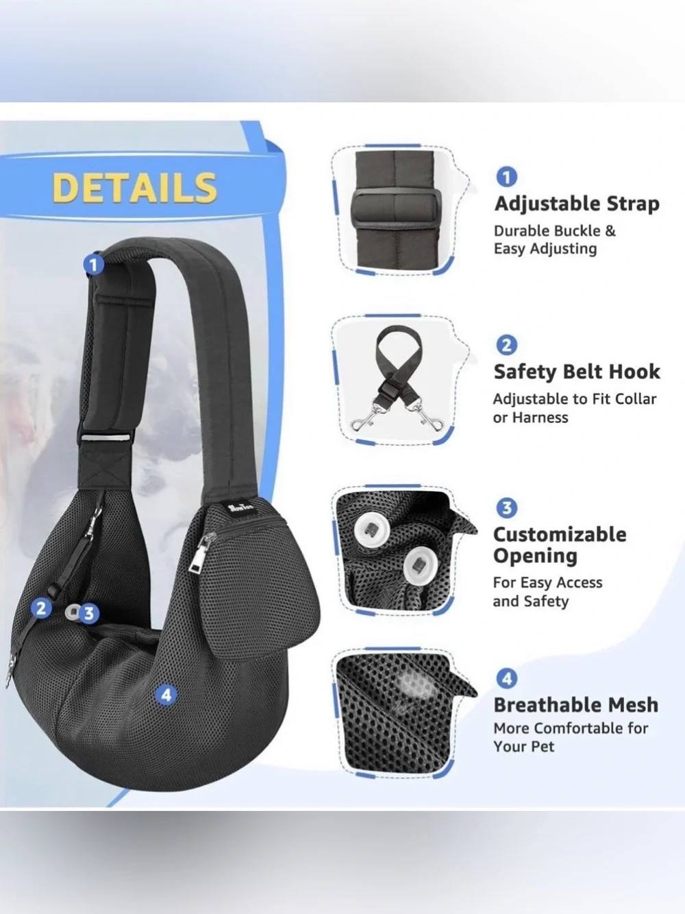 SlowTon Dog Carrier Sling - Thick Padded Shoulder Strap Adjustable Dog Carriers